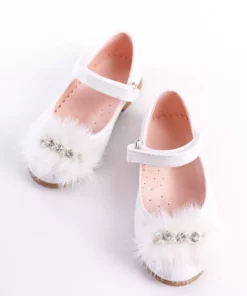 نسل جدید کفش بچگانه دخترانه با جزئیات سنگی و تزیینات موی سفید برند CAMOLLA - 828460953