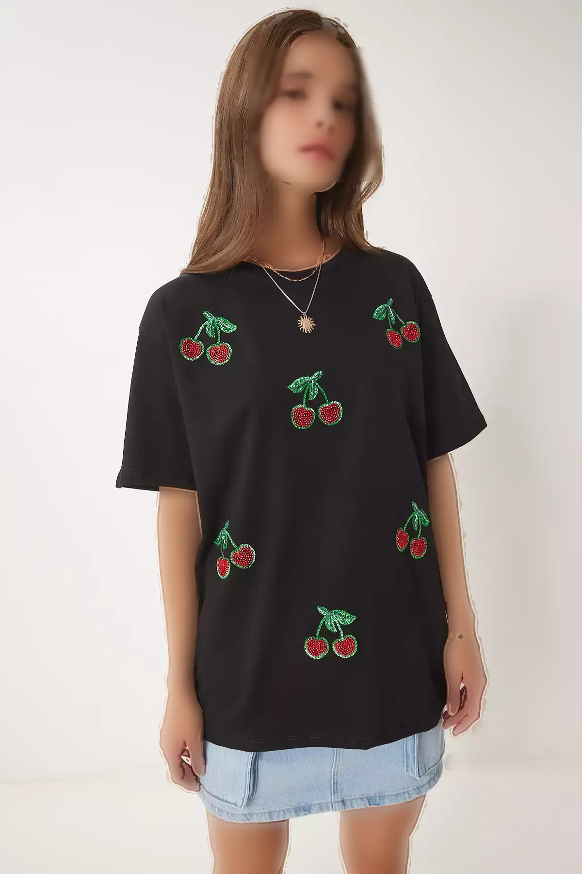 تیشرت بافتنی مشکی زنانه با جزئیات مروارید BW00002 برند Happiness İstanbul - 929562120