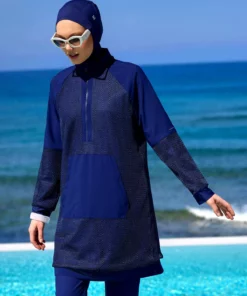 مایو تمام پوشش تیره با جزئیات تور M2534-2 برند Marina - 947699570