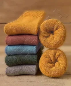 ست جوراب حوله‌ای پنبه‌ای رنگی و فوق‌العاده ضخیم و گرم (ضد رطوبت) مناسب برای فصل زمستان - مجموعه ۵ زوجی برند Meguca Socks - 854111426