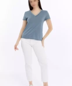 تی‌شرت زنانه یقه V کوتاه‌دامن برند Maison La Femme - 920581720