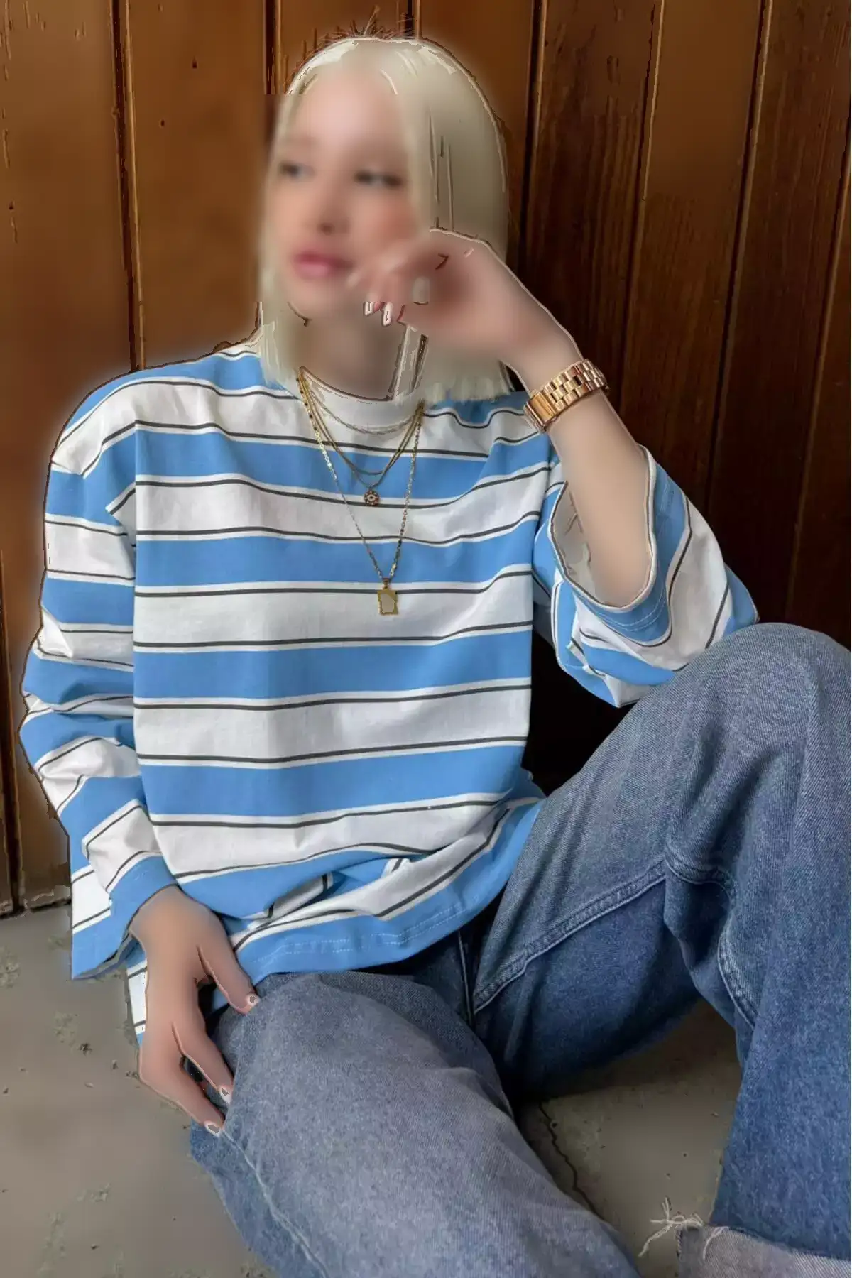 تیشرت آستین بلند راهراه یقه گرد با 100% پنبه مدل MG2362 برند Madmext - 991429025