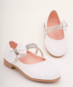 کفش بچگانه پاشنه دار مدل سنگ دار از چرم سفید برند Cappale - 975038183