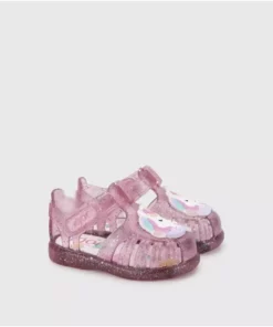 صندل دخترانه فوشیا شنی با جزئیات براق Tobby Unicornio S10341 برند IGOR - 928307042