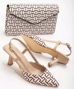 ست کفش و کیف زنانه تابستانی رنگ بژ برند MFT AYAKKABI - 812739527