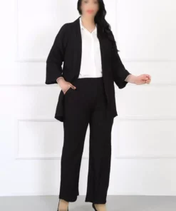 هودی بزرگ زنانه پارچه چروک سیاه برند By Alba Collection - 739210325