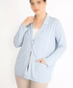 کت بزرگ زنانه با یک دکمه و بدون آستر و دارای جیب برند Şans - 835282522
