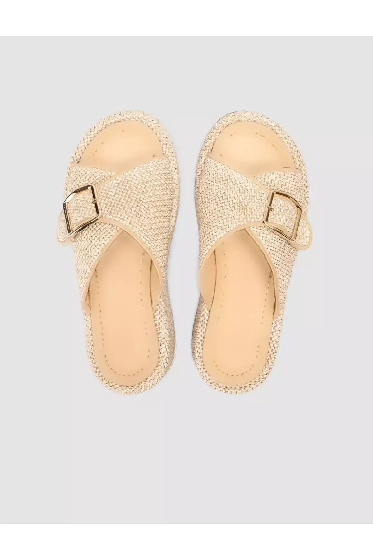 دمپایی زنانه به رنگ کرم با جزئیات حصیری برند Cabani - 933176197