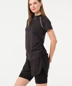شلوارک کوتاه نیمه زیپ دار با طراحی سریع خشک و تایت زنانه با طراحی نیمه پوشیده برند TESMAY - 933958854