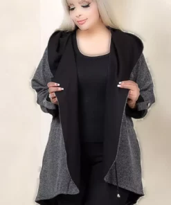 کاپشن هودی با دوخت‌های تزئینی، آستین بلند، کمربند کشیده، جیب‌های دوگانه، ساخته شده از پارچه جکارد، راحت و مناسب برای سایز بزرگ. برند Kheos - 862359123