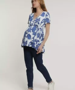 بلوز بارداری مئو آبی کلارا برند Lyn Mama - 694979426