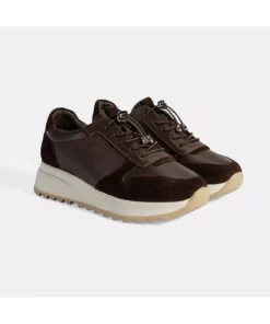 کفش ورزشی چرم بنددار قهوه‌ای زنانه برند Desa - 991474345