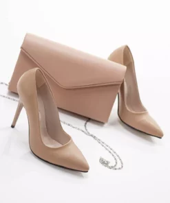 زنانه شیک با سبک زنانه و ترند، راحت با قد ۱۰ سانتیمتر کف با زیره نئولیت، صندل چرمی nude و ترکیب استیلتو. برند LULO - 784189629