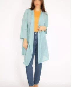 کاردی بزرگ زنانه هودی سبز با یقه گشاد 65n34778 برند Şans - 368936443