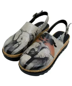 صندل زنانه از چرم گیاهی با زیره ضخیم - طراحی غروب حیوانات برند Dogo - 817175038