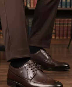 کفش کلاسیک مردانه چرم طبیعی قهوه‌ای برند Pierre Cardin - 1042133226