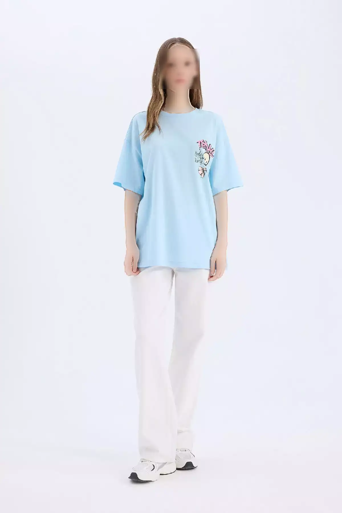 تیشرت کوتاه آستین با یقه گرد و طرح چاپی بر روی پشت - مدل کول اسمایل وورد، طراحی بزرگ و گشاد - کد D9122ax25sm برند Defacto - 921525133