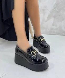 کفش زنانه لوفر مشکی براق V4210 برند inizio - 841348685