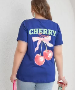 تی‌شرت با طرح گیلاس و کتان برند Büyük Moda - 928103427