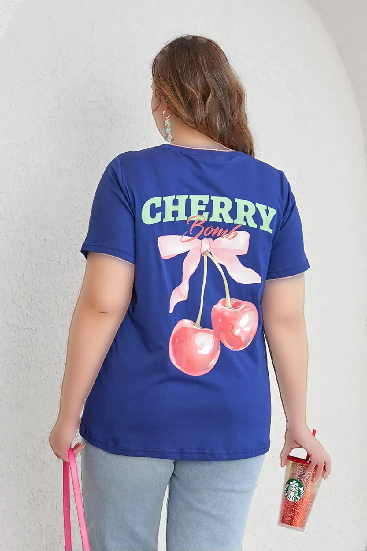 تیشرت با طرح گیلاس و کتان برند Büyük Moda - 928103427