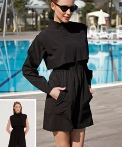 مایو شنا نیمه‌پوش بسته Remsa Tulum اسپورت پاراچوتی مدل R100 رنگ مشکی برند Remsa Mayo - 866244586