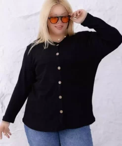 کاردی بزرگ سایز زنانه با دکمه‌های جلو و بافت نرم و لطیف برند tarzımsüper - 993554760