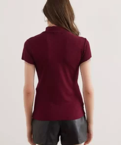 تیشرت یقه ایستاده زنانه با بافت نرم و کشسان در رنگ bordo (قرمز تیره) برند Olalook - 897646260