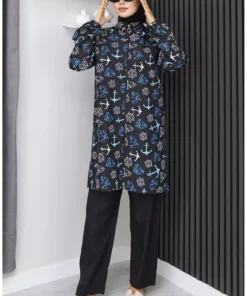 ست مایو توکّلی مدرن با طرح خطی ۳ تکه ۱۹۰۳-۰۹ سیاه و بژ برند sefamerve - 1048661578