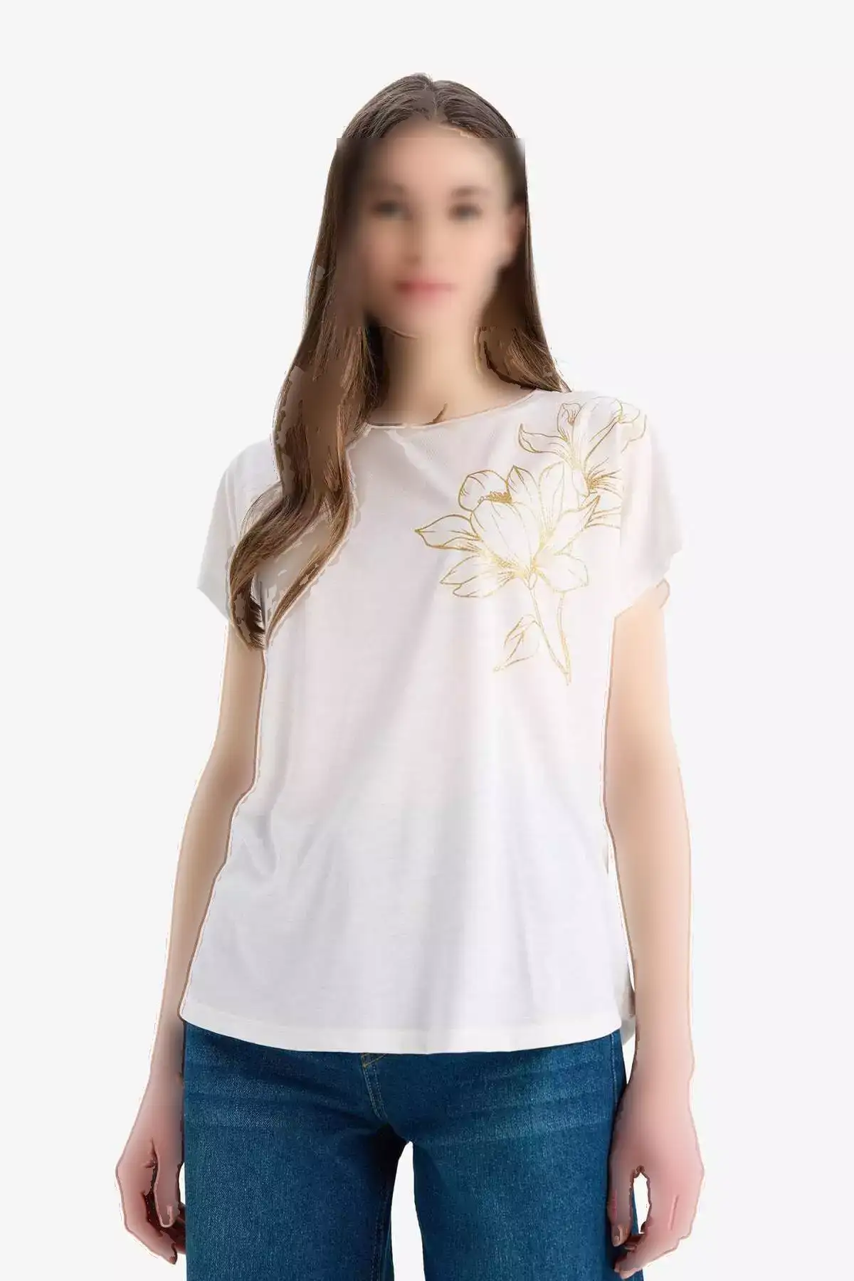 تیشرت کوتاه آستین با یقه گرد و چاپی مدل E9892AX25SM برند Defacto - 929415551