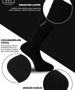 چاپستیک بلند مشکی مردانه بامبو دوتایی با بسته‌بندی پریمیوم 6 عددی برند SAYSEZ - 466346139