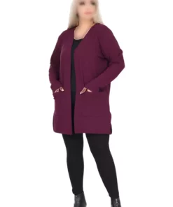 ژاکت یقه‌دار کوتاه با جلوی باز بزرگ‌پوش رنگ بنفش برای بانوان برند MELSAY - 869611017