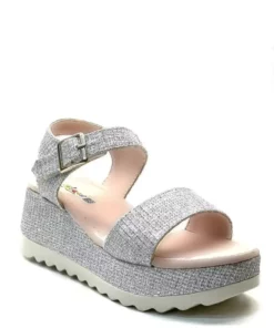 سندل دخترانه نقره‌ای شمعی با پاشنه 5 سانتیمیتر برند Tuğba Ortopedi - 713245262