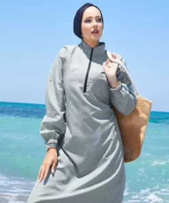 ماهی‌گیری با زیپ نیمه باز و کمربند قابل تنظیم برای پوشش اسلامی برند EBRUTESETTÜR - 959926067