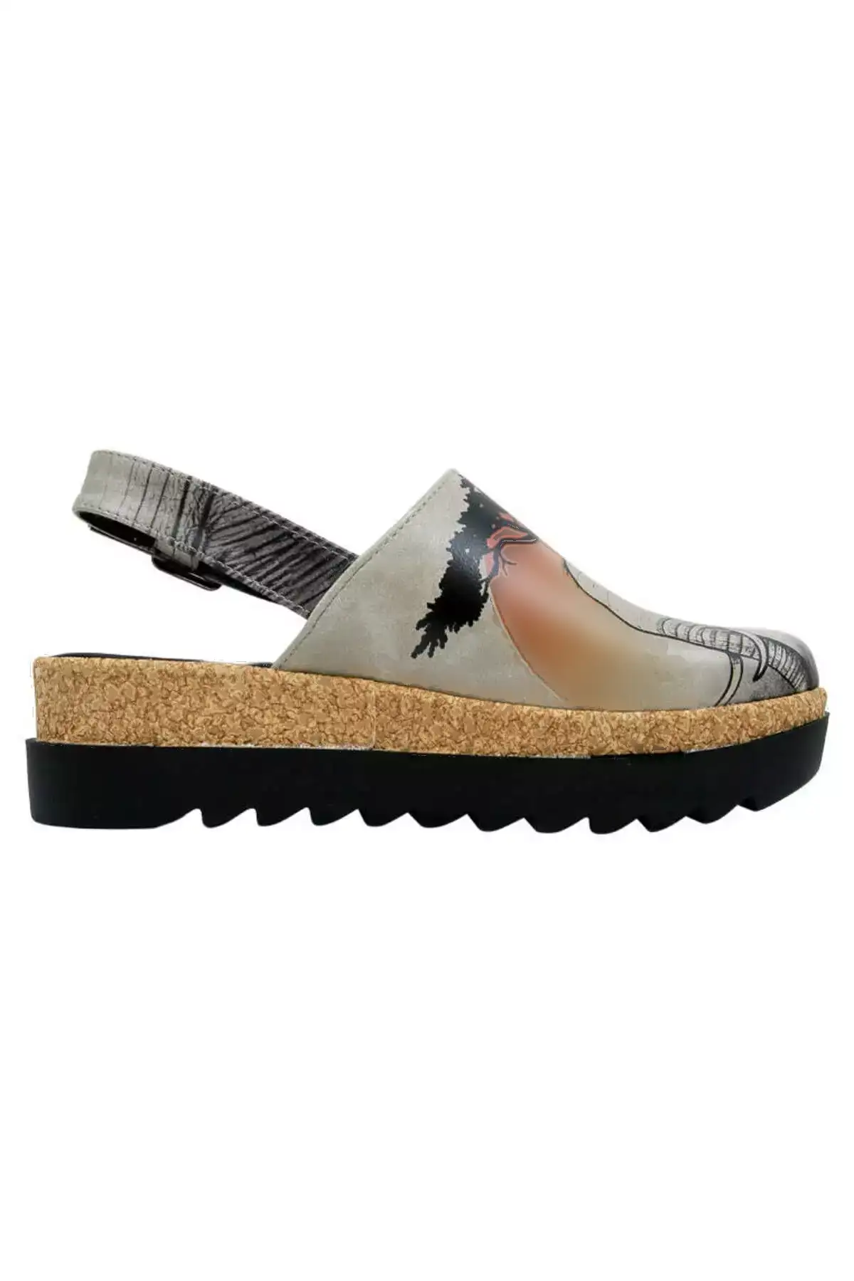 صندل زنانه از چرم گیاهی با زیره ضخیم - طراحی غروب حیوانات برند Dogo - 817175038