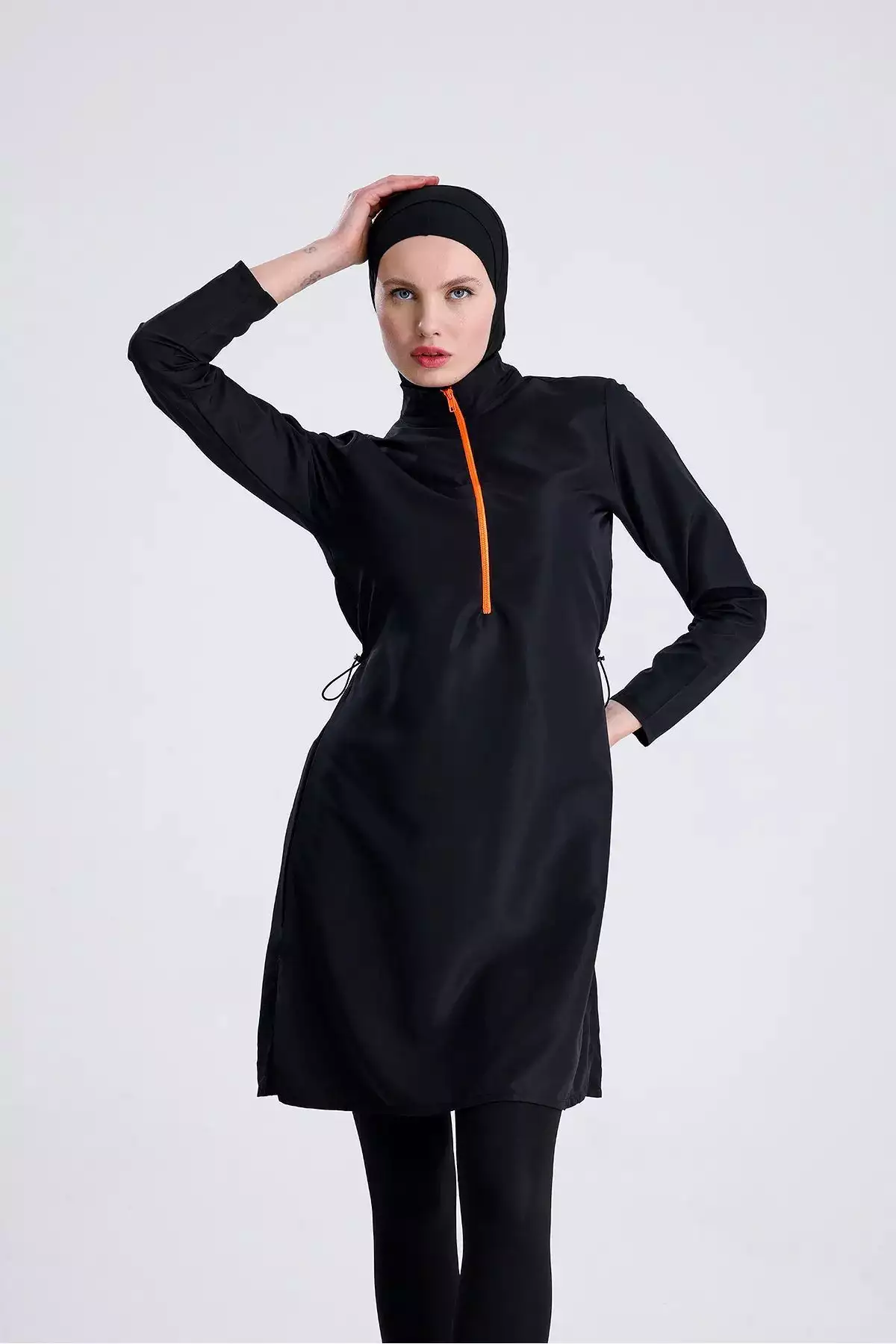 مجموعه چهار تکه مایو تمام پوشش با دو کلاه برای بانوان با طراحی مناسب اسلامی برند medipek - 938289210