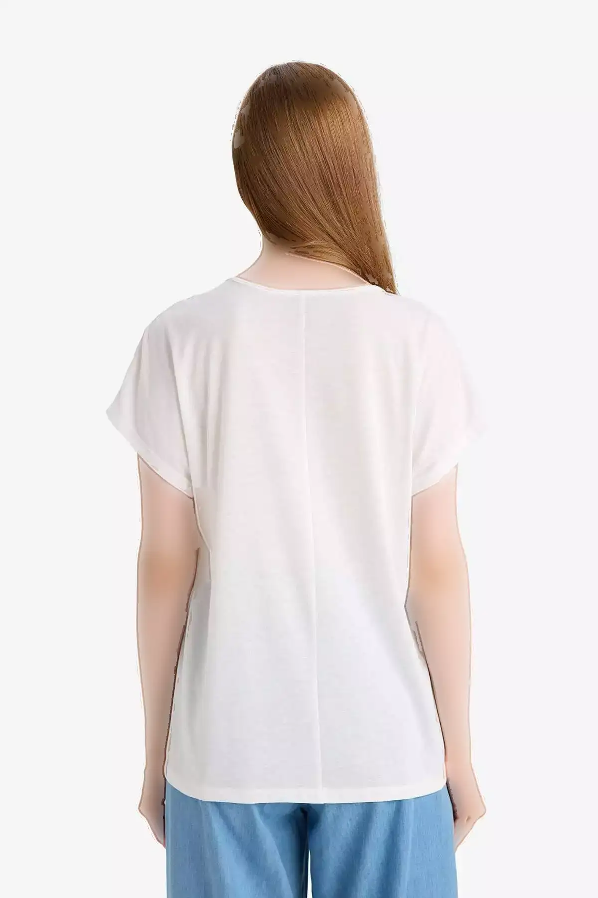 تیشرت آستین کوتاه یقه V مدل F2766AX25SM برند Defacto - 938962501