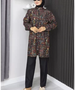 مجموعه مایو حجاب با طرح اقتصادی 3 تکه 1903-05 قهوه‌ای برند sefamerve - 1048661634