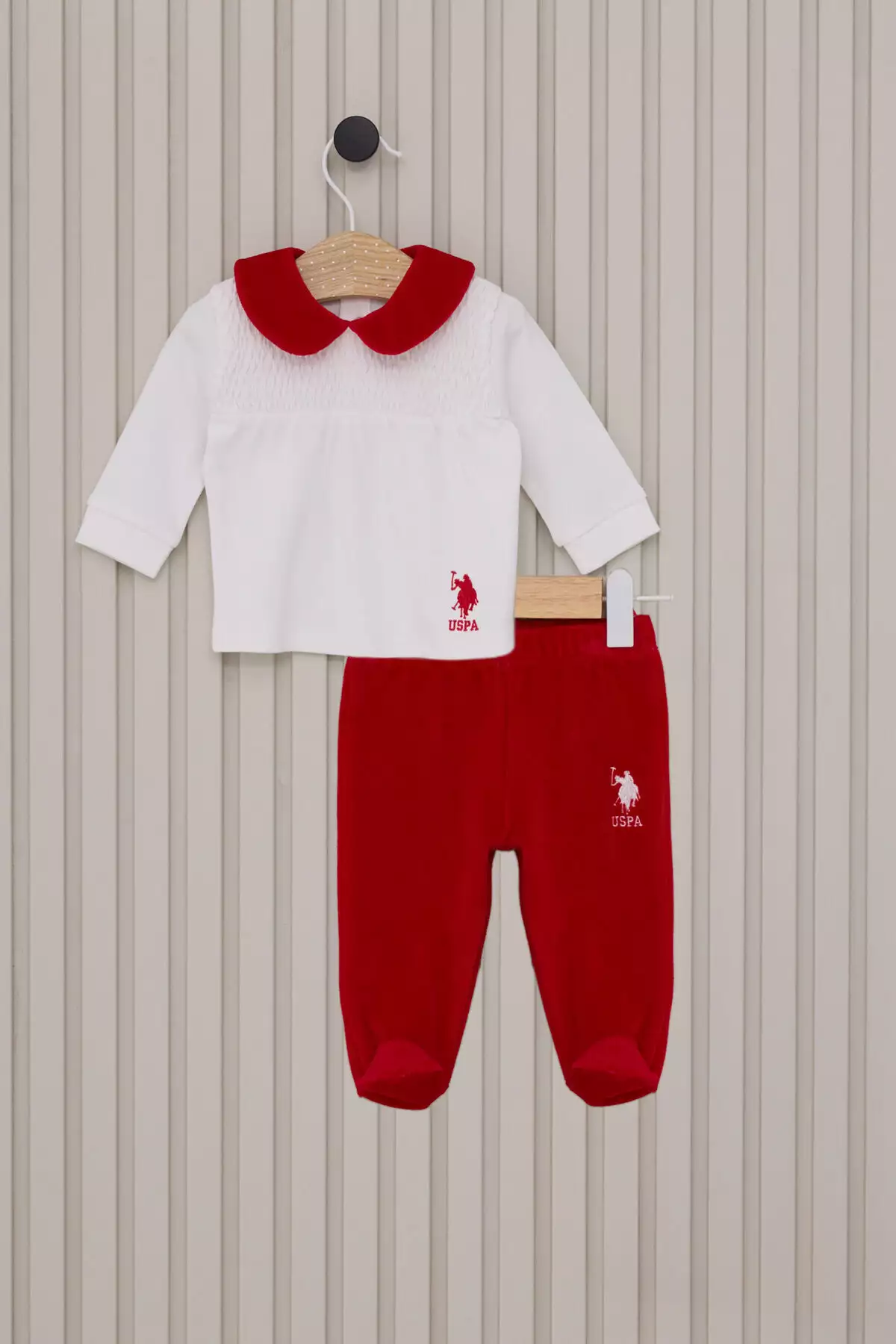 ست دو تکه نوزاد دخترانه سفید برند U.S. Polo Assn. - 852543624