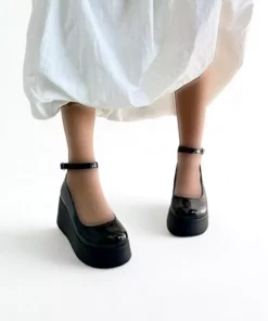 کفش زنانه پاشنهبلند مشکی براق مدل V4211 برند inizio - 841343935