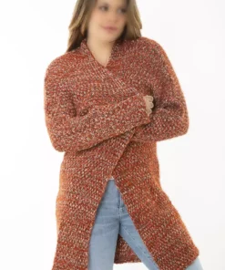 کاردی بزرگ سایز نارنجی کلفت بافتنی 65N37172 برند Şans - 772143622