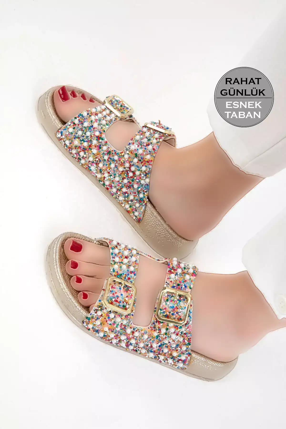 دمپایی زنانه طلایی چندرنگ 20627 برند SOHO - 932978510