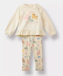 ست دو تکه بلوز و تایت دخترانه طرح‌دار F2185A525AU برند Defacto - 982345776