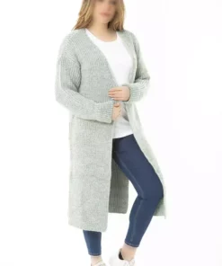 کاپشن بلند سبز رنگ با برش درزدار و ضخیم برای سایز بزرگ بانوان 65N37140 برند Şans - 770868112