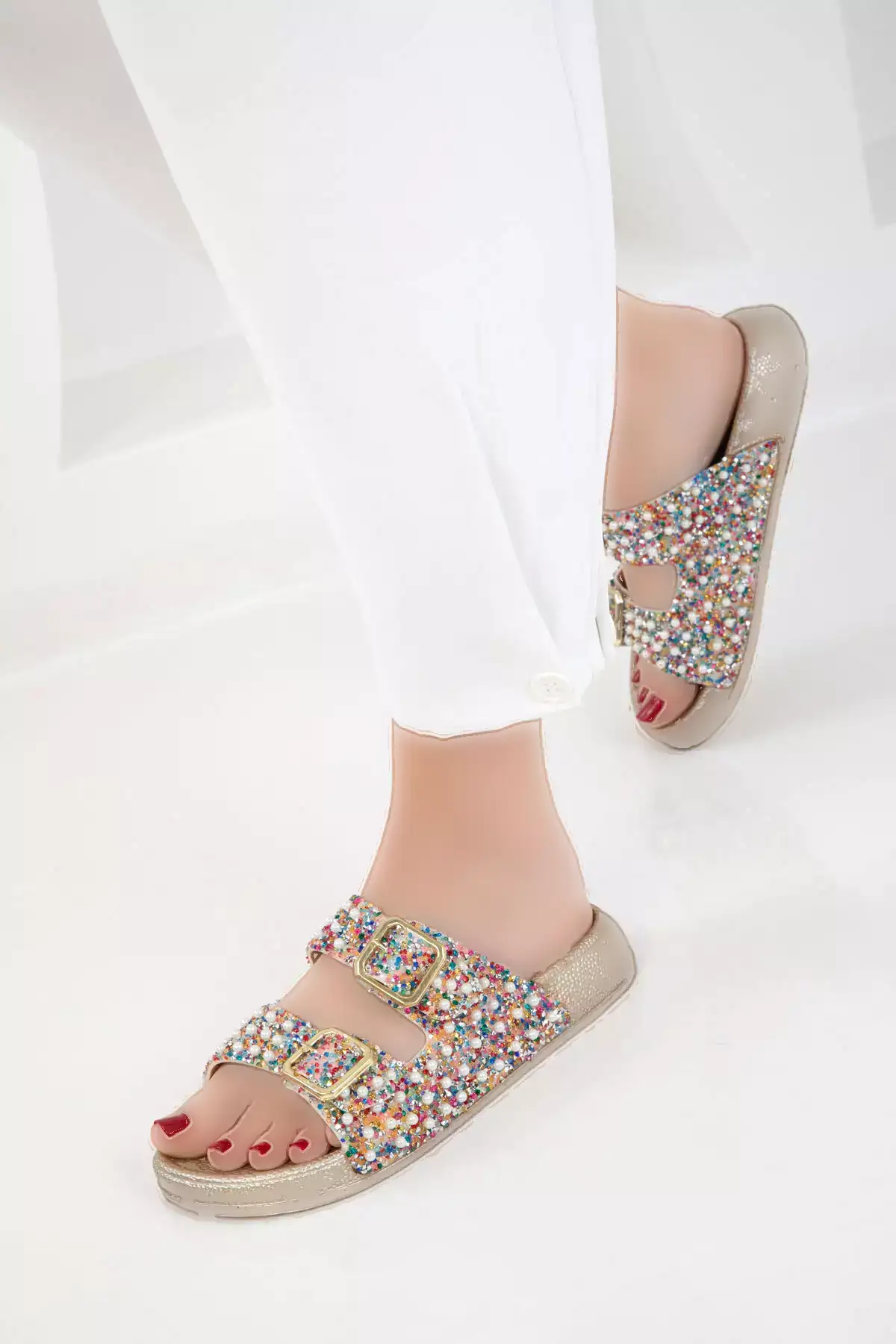 دمپایی زنانه طلایی چندرنگ 20627 برند SOHO - 932978510